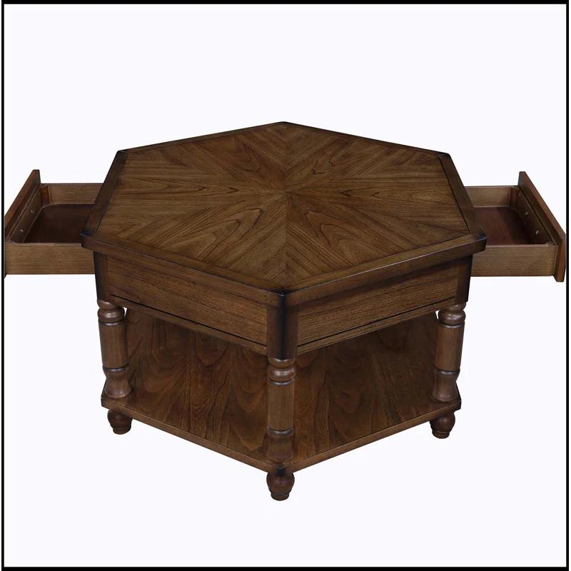 36" 2 Tier Retro Hexagon Coffee Table