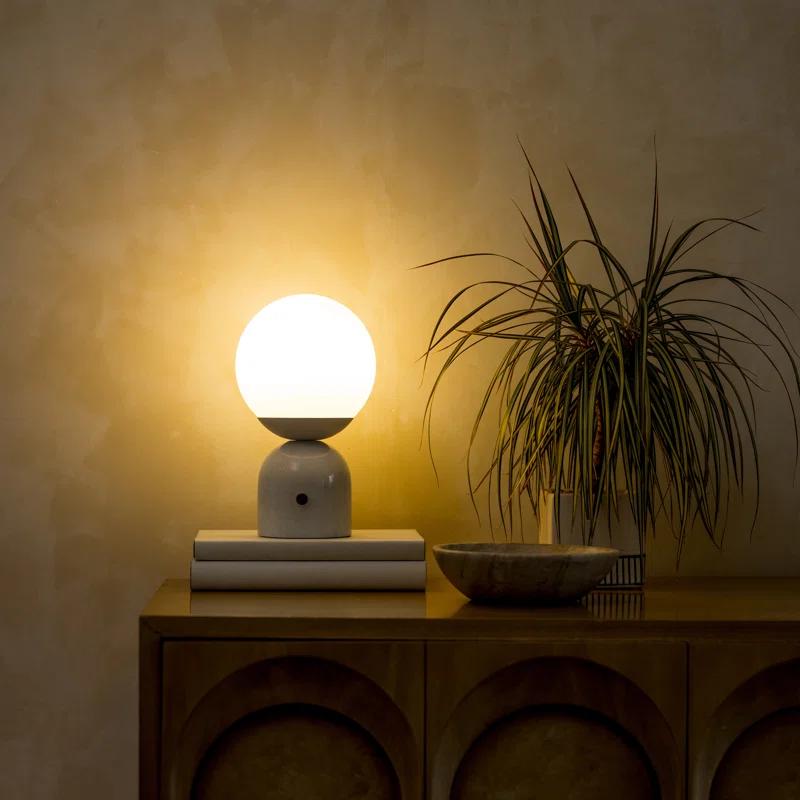 Brightech Mila 9.85 in. Mid-Century Modern Integrated LED Bedside Table Lamp