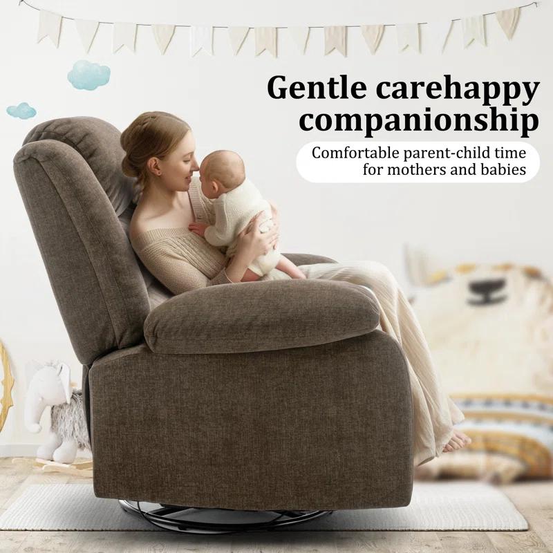 Ebern Designs Ellisse Recliner Chair, Wide Rocker Chair, Rocking Chair with Massage and Heat, 360°Swivel Rocking Chairs, Oversized Recliner for Adult