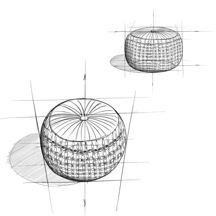 Simpli Home Renee 20"W Round Button-Tufted Velvet Pouf