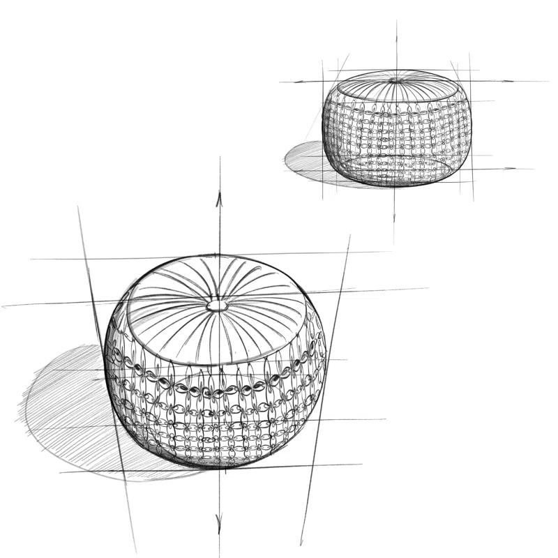 Simpli Home Renee 20"W Round Button-Tufted Velvet Pouf