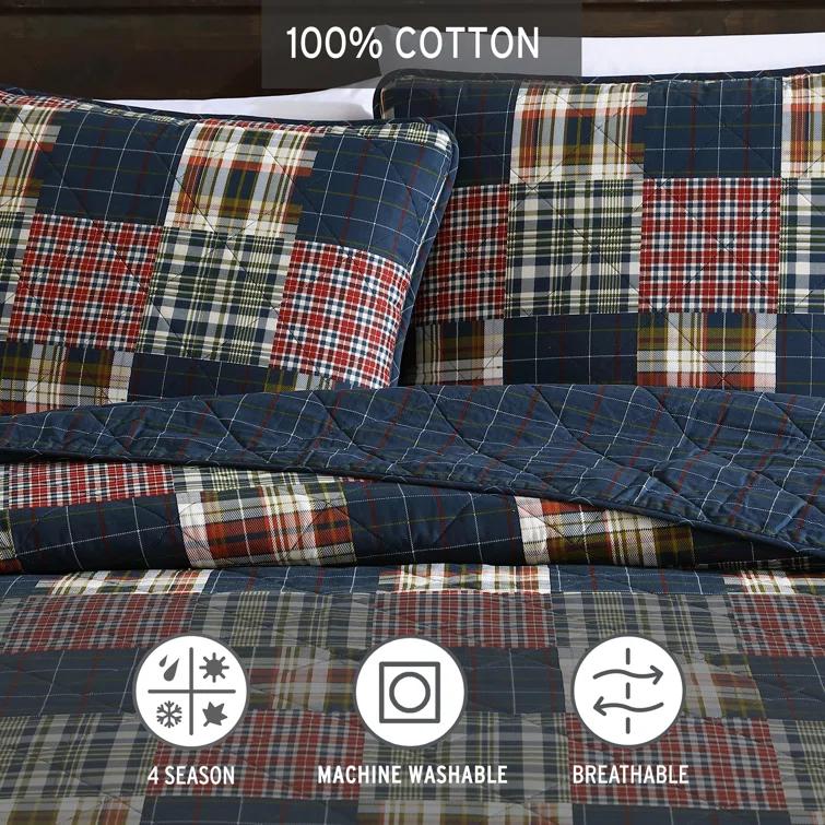 Eddie Bauer Eddie Bauer Madrona Blue Cotton Reversible Quilt Set