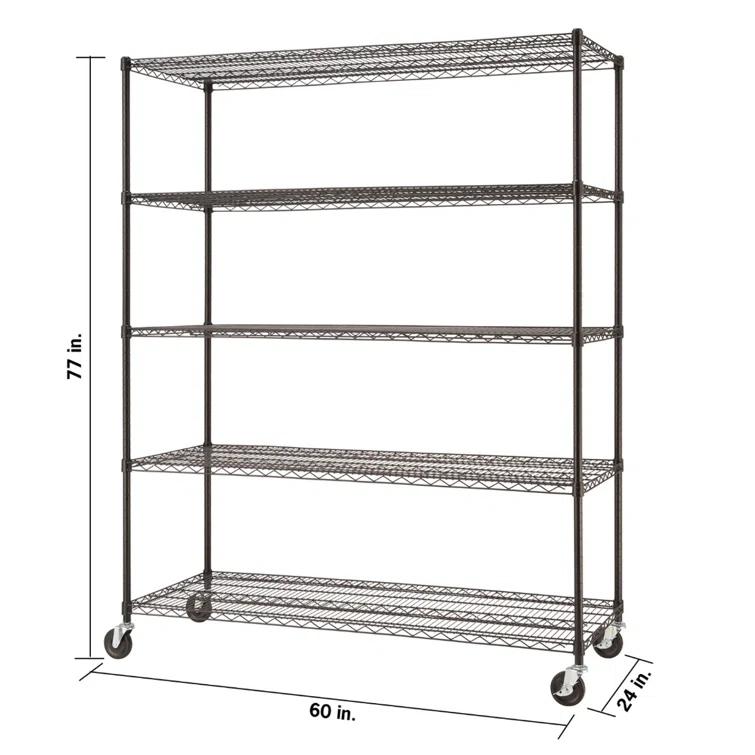 Trinity TRINITY EcoStorage 5-Tier NSF Rolling Steel Wire Shelving Unit w/ Wheels (60 in. W x 24 in. D)