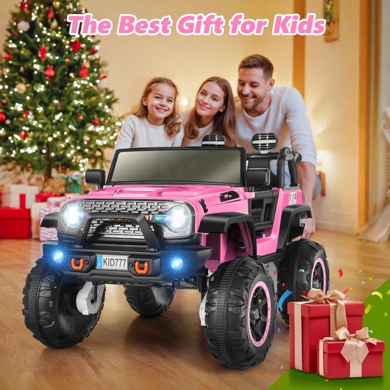 Ancheer 24V Real 2 Seater Ride On Toys Electric SUV Jeep Car With Remote Control,2WD/4WD Switchable, 4X100W Motor, Bluetooth, Music, USB, Lights