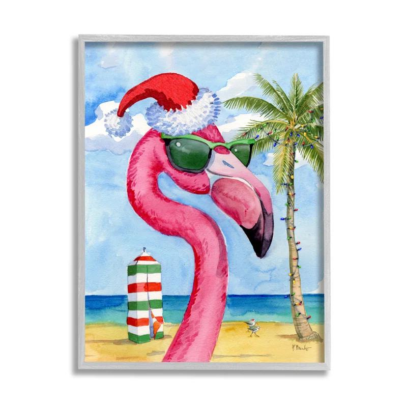 Stupell Industries " Flamingo Tropical Christmas " by Paul Brent