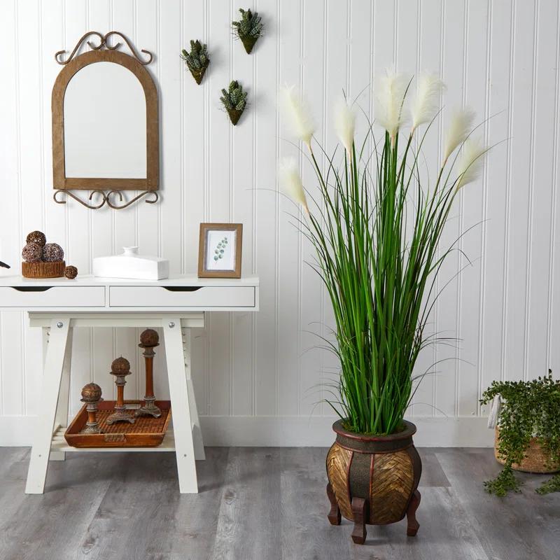 Primrue 63'' Faux Grass in Wood Planter