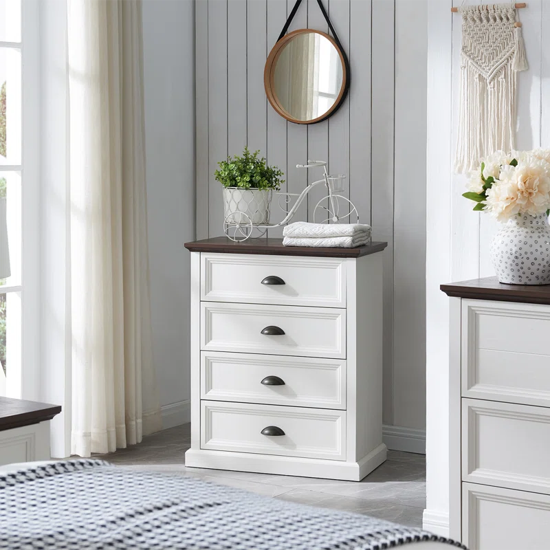 Winston Porter Nadra 4 Drawer Dresser for Bedroom, Chest of Drawers Organizer Storage, Farmhouse Wood Rustic Tall Dresser