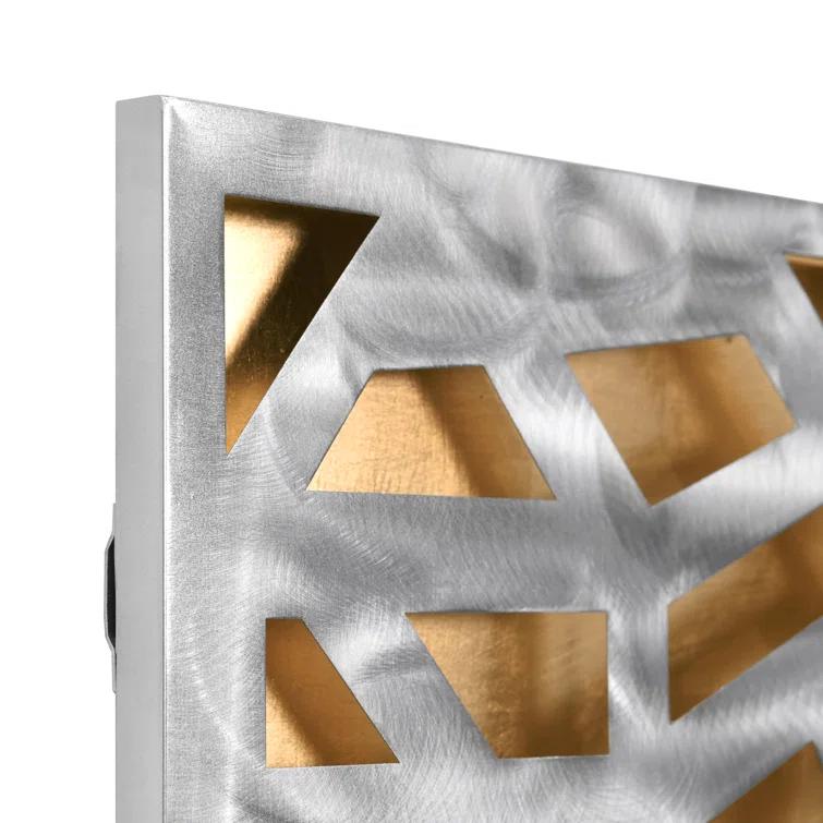 Empire Art Direct Radiant Fusion Leaf encased on a 3D Polished Steel Abstract Metal Wall Art