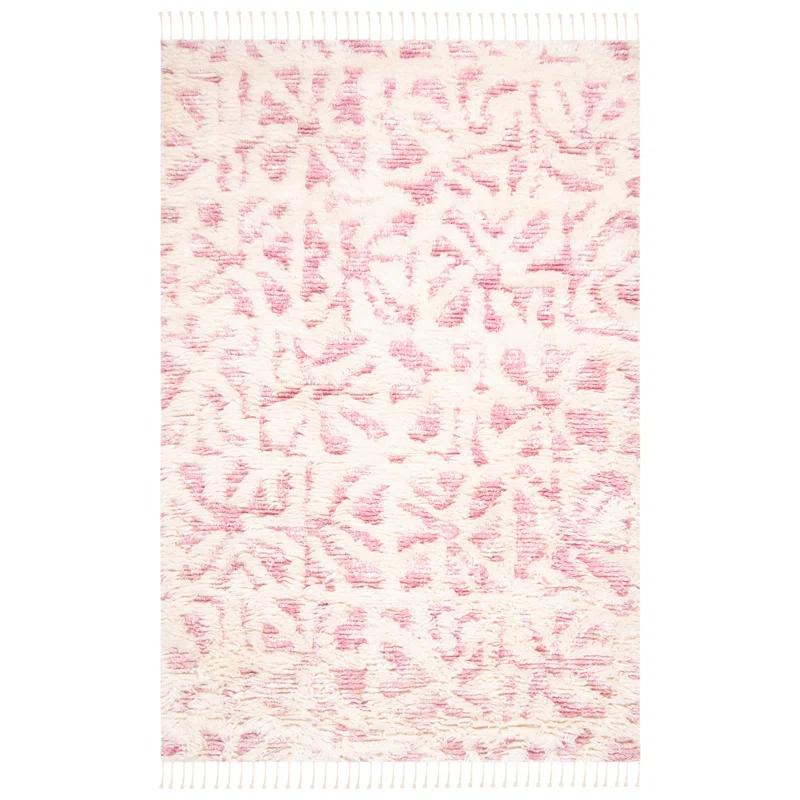Union Rustic Driden Hand Knotted Wool/Viscose Abstract Rug in Ivory/Pink