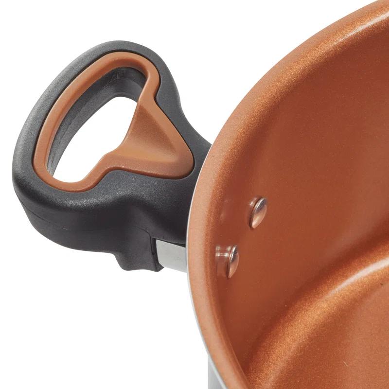 Farberware Glide Copper Ceramic Nonstick Cookware / Pots And Pans Set With Tools, 12 Piece, Black