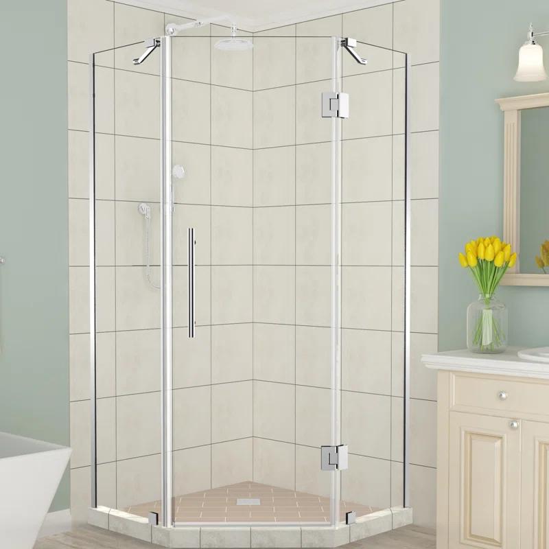 Aston SEN966EZ-CH-34-10 Merrick 34" x 72" Neo Angle Hinged Shower Enclosure