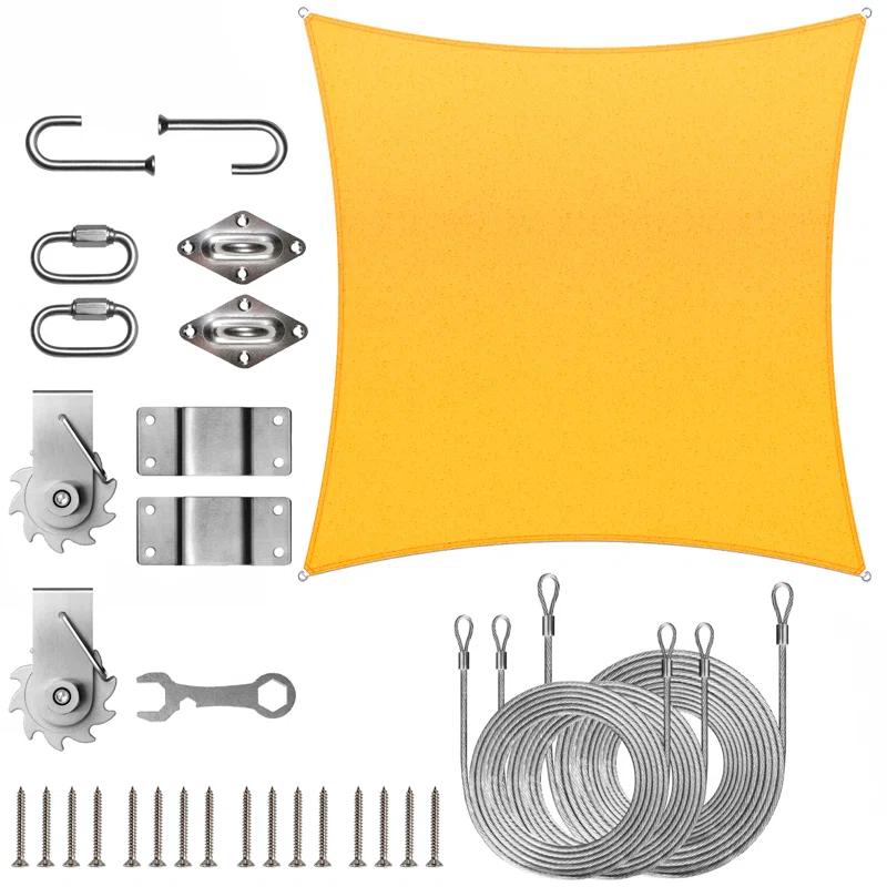 Colourtree Square Waterproof Sun Shade Sail With Installation Winch Kit | Wayfair