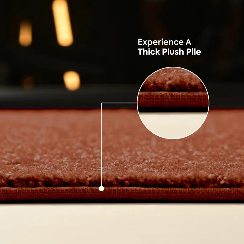 Furnish My Place Modern Plush Pet and Kids Friendly Solid Color Rust Area Rugs, Stain & Fade Resistance, Made in USA, Perfect for Living Room, Dining Room, Bedroom, Playroom and Kidsroom, Event, Wedding Rug