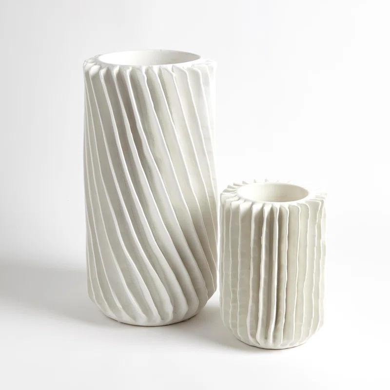 Global Views Radiator Swirl Vase-Matte White-Lg