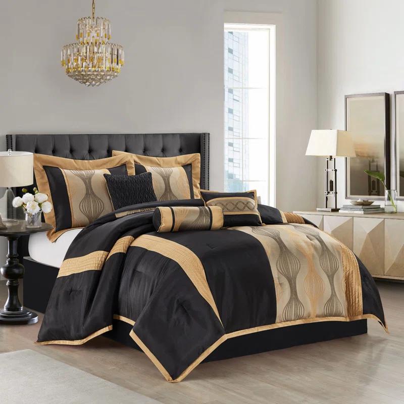 Nanshing America, Inc Kath 7 Piece Microfiber Modern & Contemporary Comforter Set