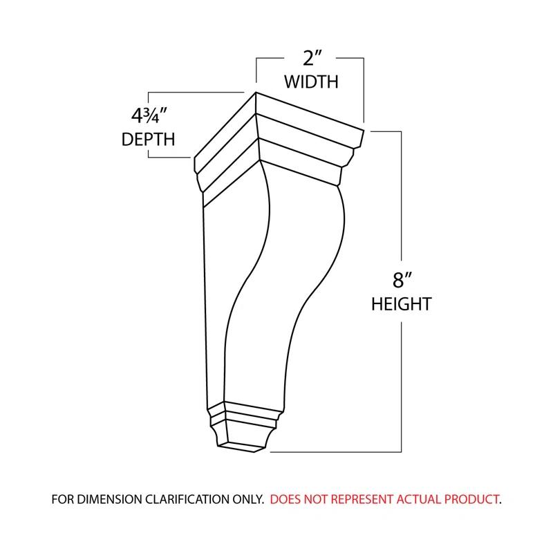 Architectural Products by Outwater L.L.C. 8 in x 2 in x 4-3/4 in Unfinished Small Solid Classic Traditional Plain Wood Corbel