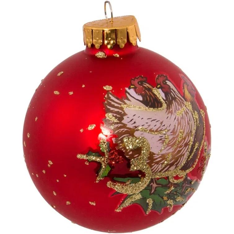 Kurt Adler 12 Piece 12 Days of Christmas Decorative Glass Ball Ornament Set