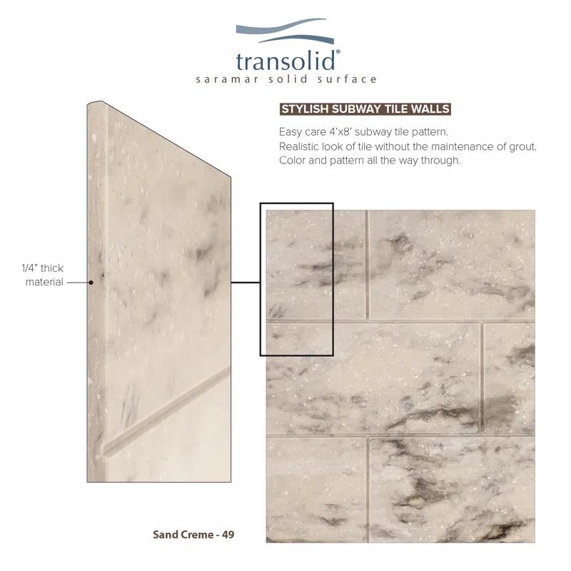 Transolid SaraMar 60'' W 36'' D 72'' H Glue Up Solid Surface Wall
