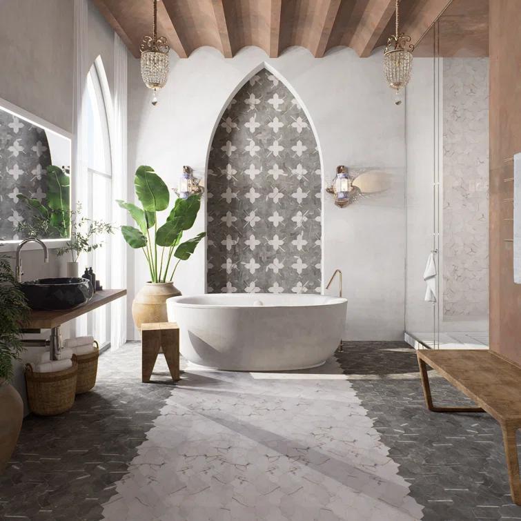 Merola Tile Istanbul Shield Checker 4-3/4 In. X 8-1/4 In. Porcelain Floor And Wall Tile Kit