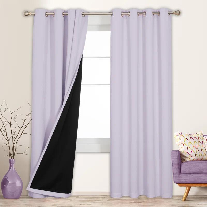 Deconovo 100 Percent Blackout with Liner Grommet Curtain Panel Pair (Set of 2)