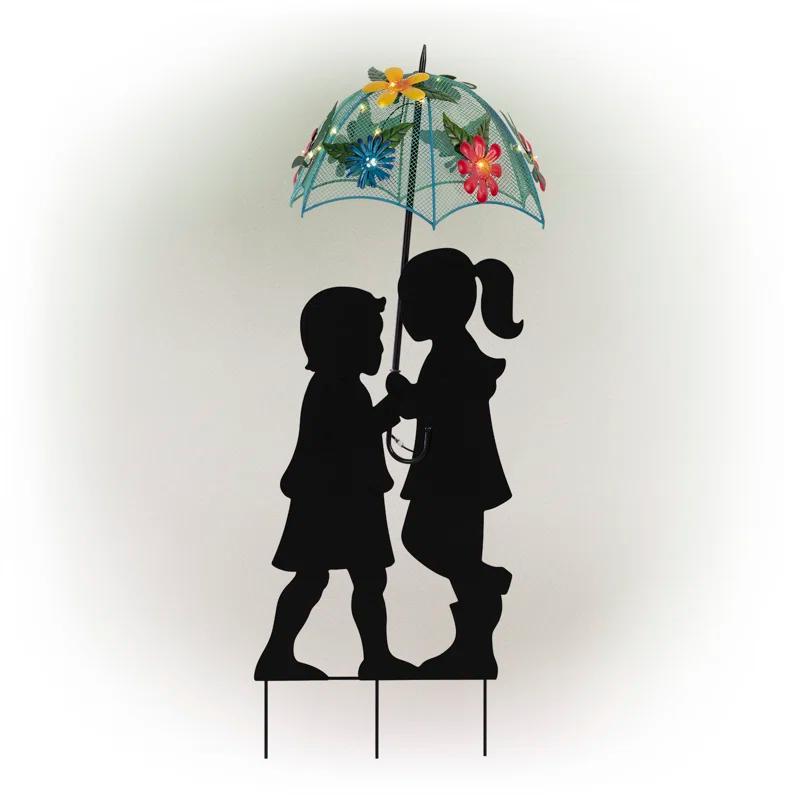 Winston Porter Gertrude Solar Girl and Boy Silhouette Garden Stake & Reviews | Wayfair