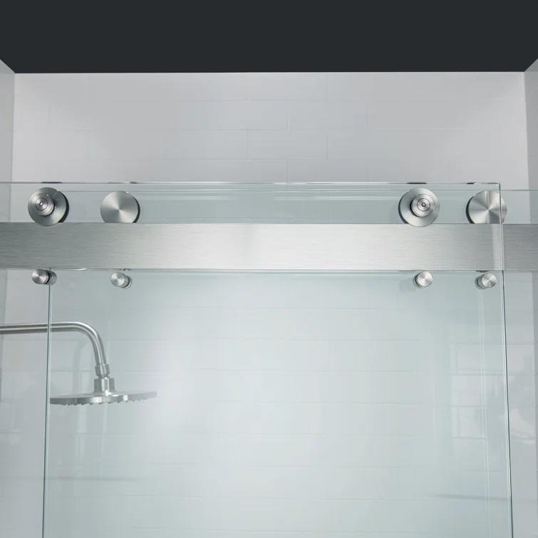 WoodBridge 56-60x76" Double Sliding Shower Door with 3/8" Thickened Upgrade Tempered Glass | Stainless Steel Hardware | Safe, Explosion-Resistant, Clear & Stylish, Sturdy & Durable  SDD6076-B