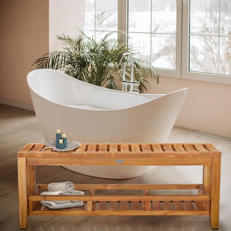 Chic Teak 47'' W Wood Shower Bench