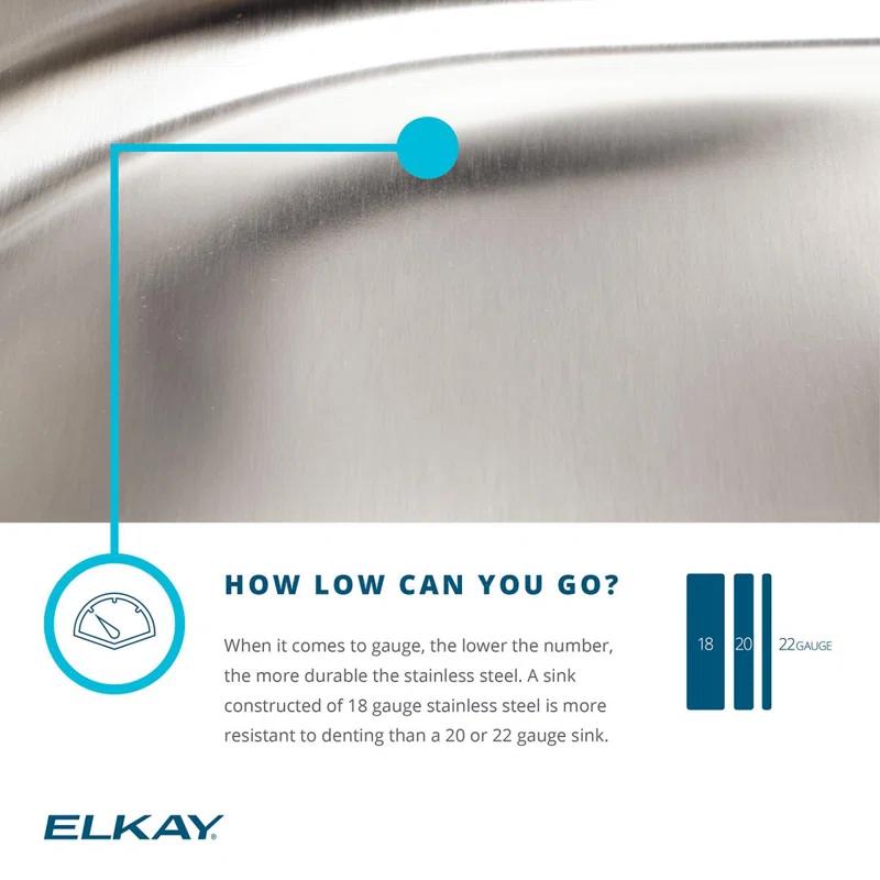 Elkay ECTSR33229BG5 Crosstown Stainless Steel 33" L x 22" W Double Basin Dual Mount Kitchen Sink