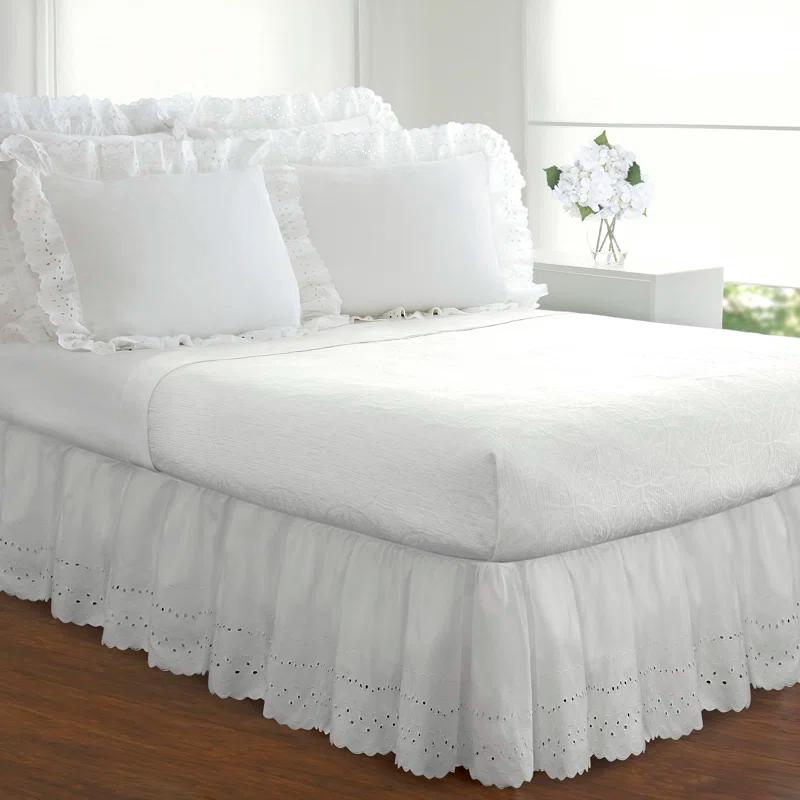 Fresh Ideas Fresh Ideas Ruffled Eyelet Bed Skirt, 14" Drop Length