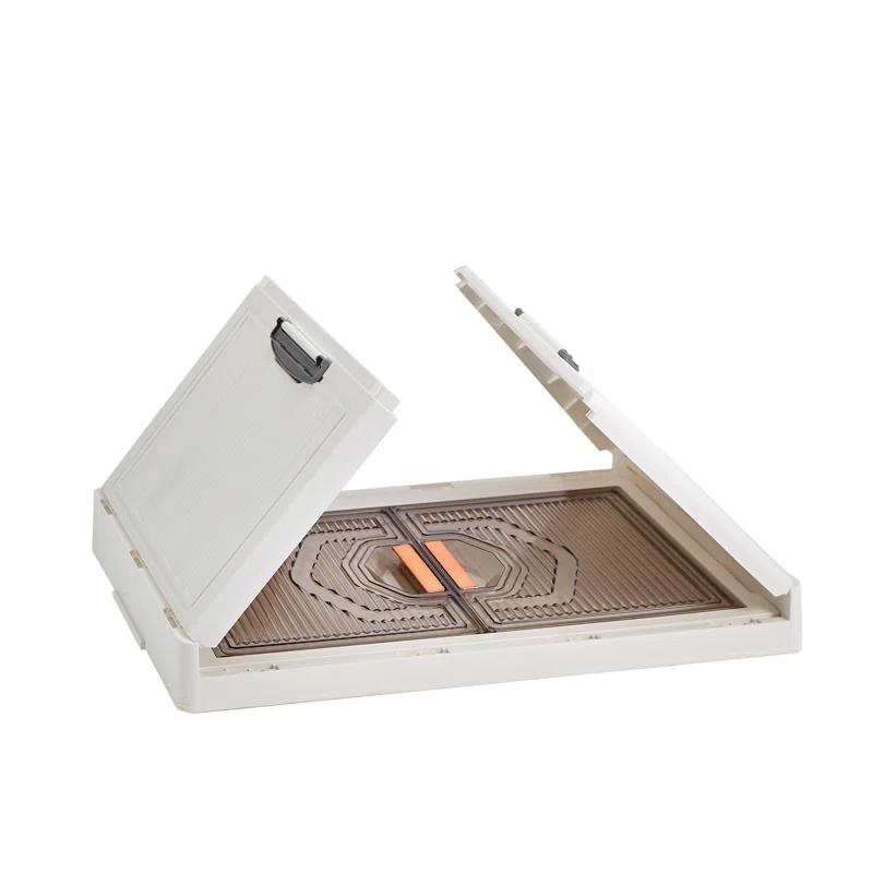 Rebrilliant Canas 3 Pack Stackable Storage Bins Folding Organizer Boxes Collapsible Closet With Doors Wheels Lids