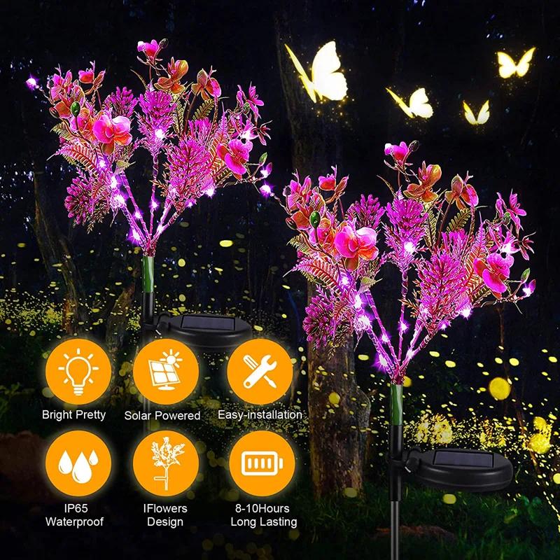 SolarEra Solar Phalaenopsis Garden Decor Lights Halloween Decoration Outdoor Waterproof Integrated LED Light (Set of 2)