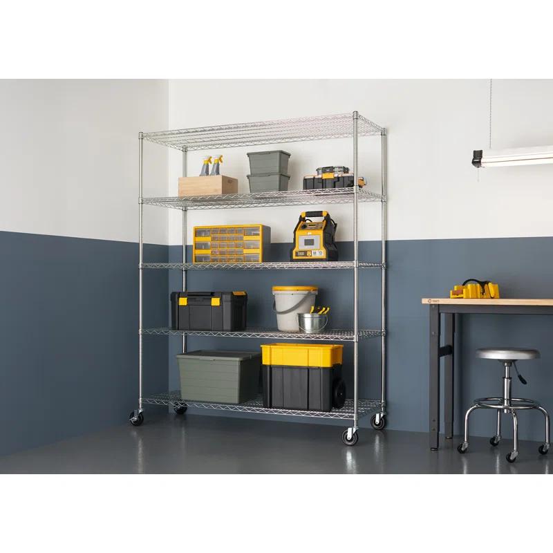 Trinity TRINITY EcoStorage 5-Tier NSF Rolling Steel Wire Shelving Unit w/ Wheels (60 in. W x 24 in. D)