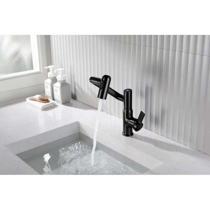 Lefton BF2204-3 Lefton Rotatable Single Hole Bathroom Faucet with Temperature Display BF2204