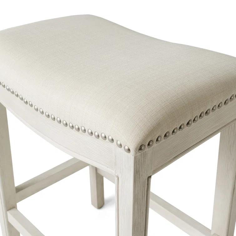 Maven Lane Adrien Saddle Barstool with Vegan Leather Upholstery