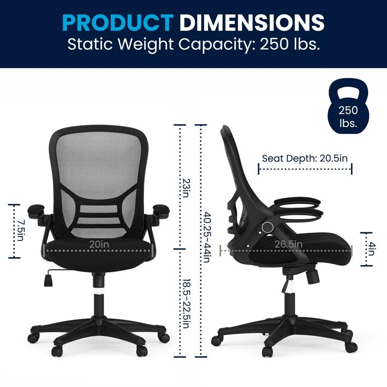 Flash Furniture Cappello High-Back Mesh Swivel Ergonomic Office Chair with Flip-Up Arms
