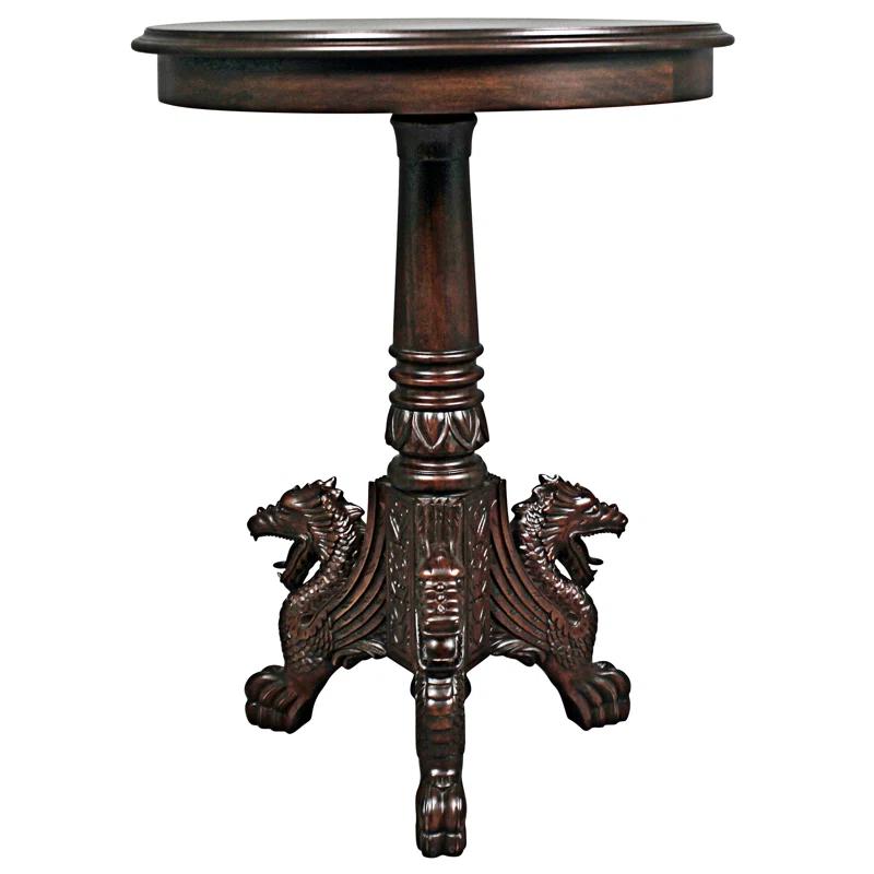 Design Toscano Heraldic Dragon Pedestal End Table