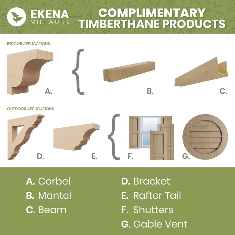 Ekena Millwork Timberthane Faux Rustic Joined Board-n-Batten Faux Wood Shutters w/End Batten