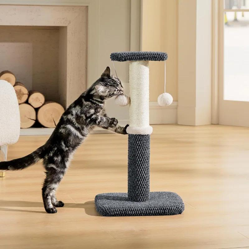 Tall Cat Scratching Post - Premium Sisal Rope Highly Resistant Carpet Scratching Posts For Indoor Cats Adults, Sturdy Large Cat Scratch Pole With Hanging Ball,
