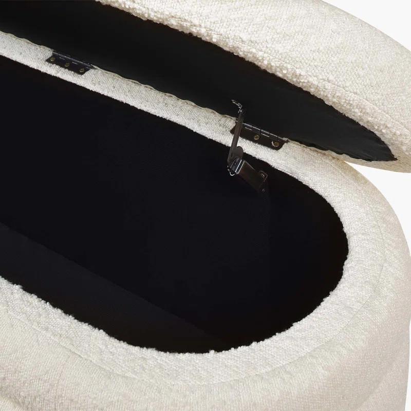 Everly Quinn Boucle Upholstered Storage Bench