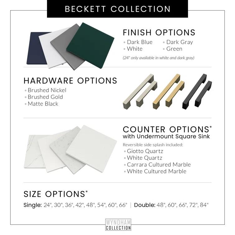 Wyndham Collection Beckett 66" Freestanding Double Bathroom Vanity with Quartz Top