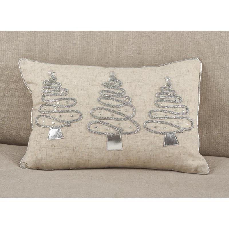 Saro Holiday Tree Design Sequined Throw Pillow