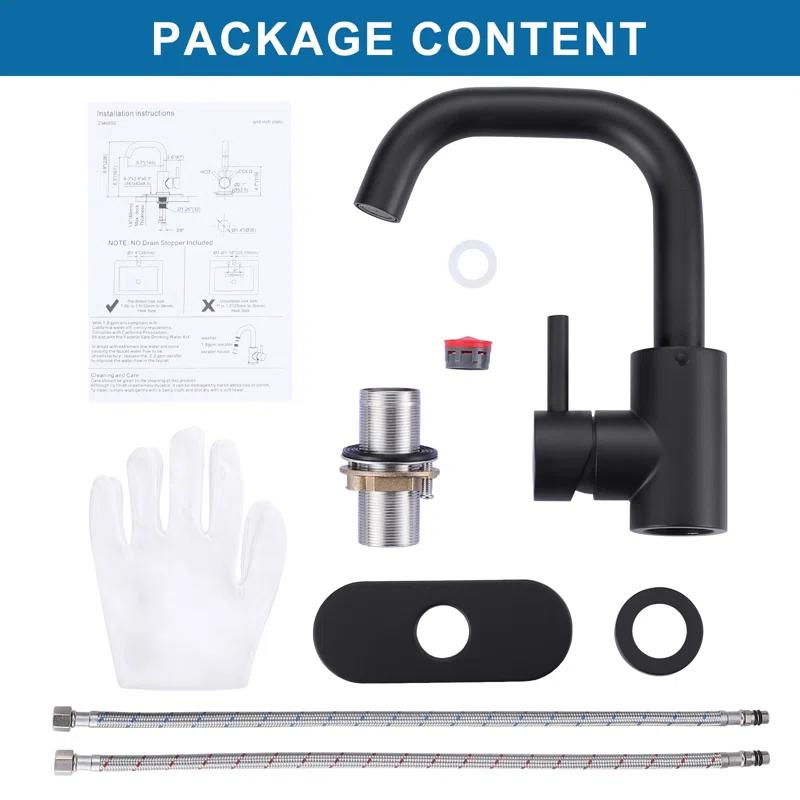 ARCORA AR7400602B Single Handle Stainless Steel Bar Faucet With Supply Lines And Deckplate