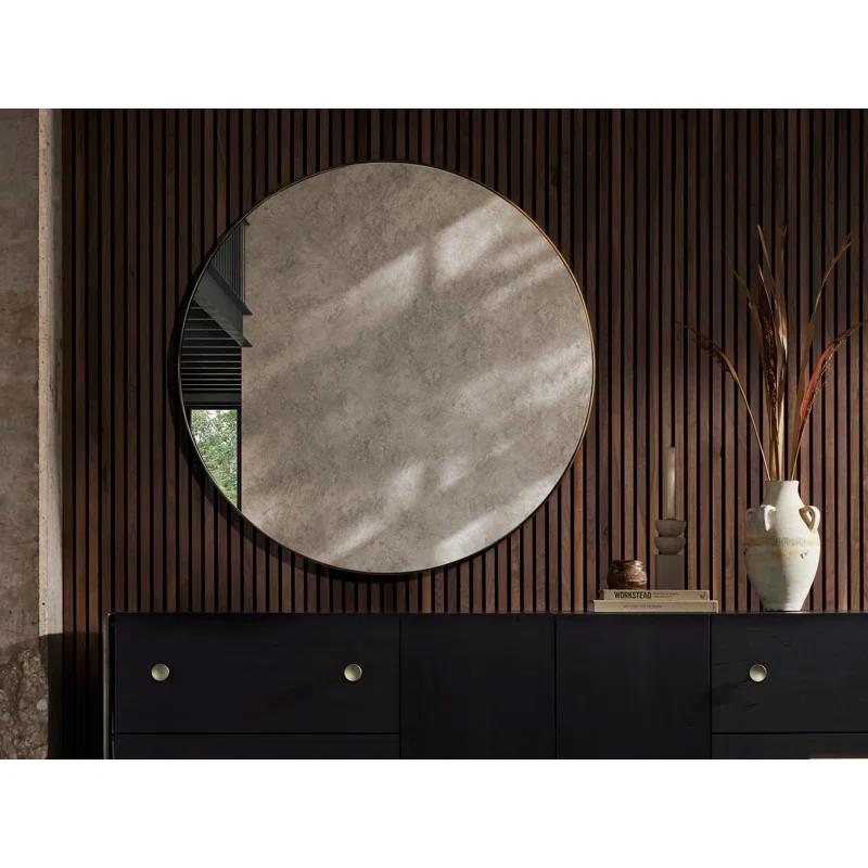 47" Polished Brass Round Wall Mirror with Aluminum Frame