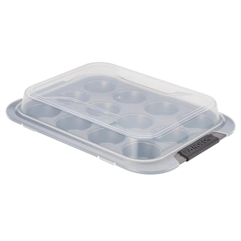Anolon Anolon Advanced Bakeware Nonstick Muffin Pan with Lid, 12-Cup, Graphite
