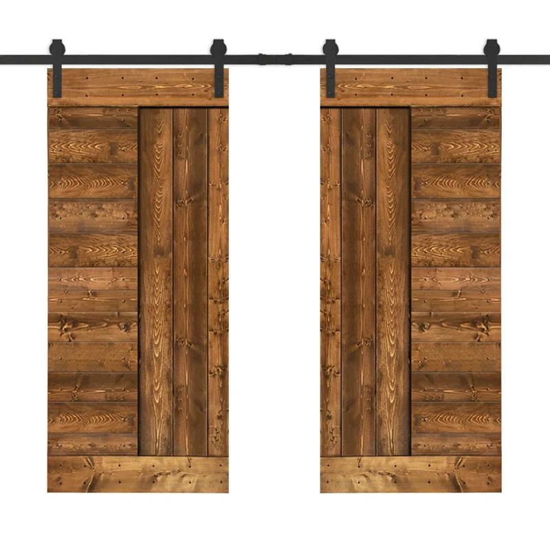 Calhome 84'' Solid Wood Paneled Painted with Installation Hardware Kit Barn Door