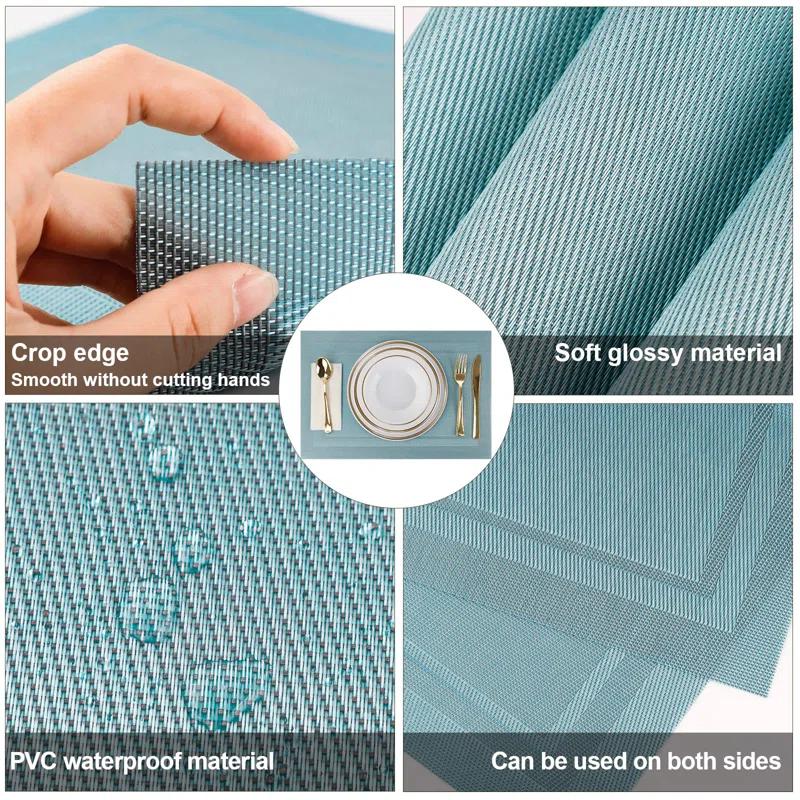 Placemats,Table Place Mats For Kitchen Dining, Heat-Resistant Anti-Skid Stain Washable PVC Table Mats, Easy To Cleaning Woven Vinyl Dinner Mats (6 Pack)