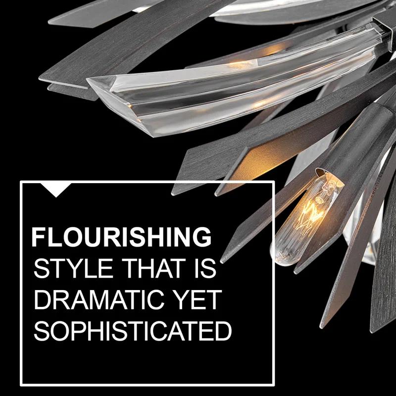 Fredrick Ramond Vida 36" Thirteen-Light Modern Horizontal Hanging Chandelier w/ Crystal Accents