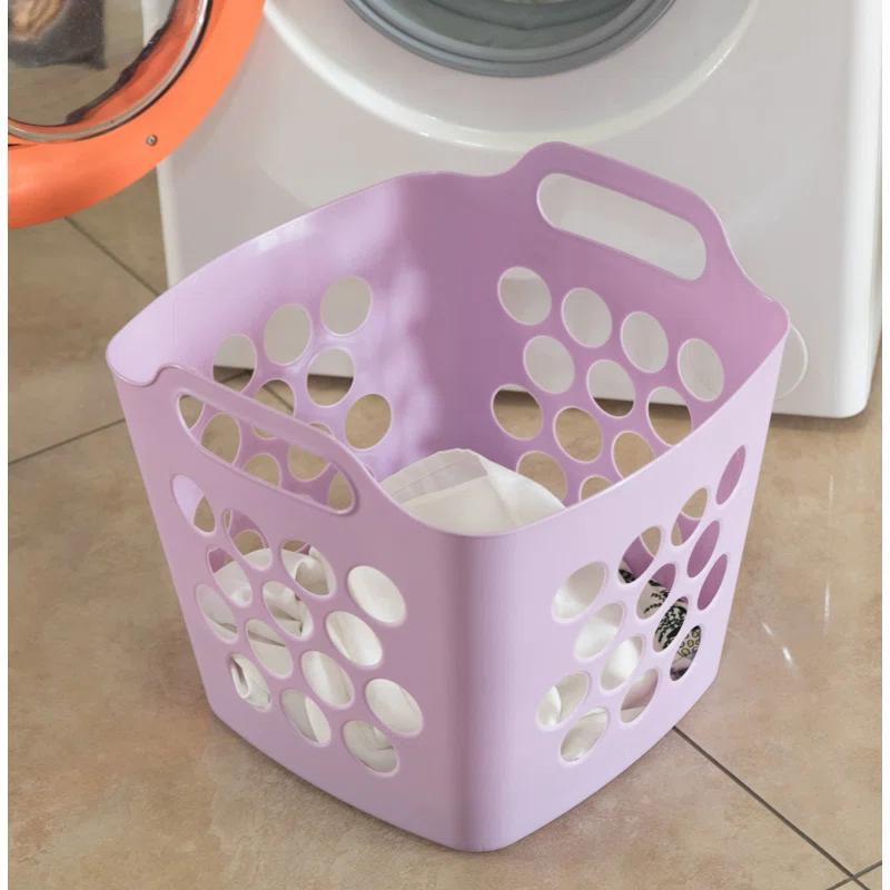 Rebrilliant Flexible Plastic Carry Laundry Basket Holder Square Storage Hamper with Side Handles