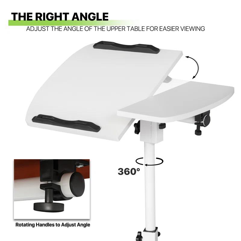 Bring Home Furniture Lifting Computer Desk, Multifunctional Standing Table, Laptop Cart with Mouse Pad for Small Spaces