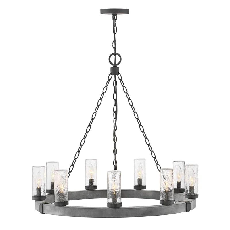 Hinkley Sawyer 30" Nine-Light 12v Outdoor Candle Chandelier - LEDs Included